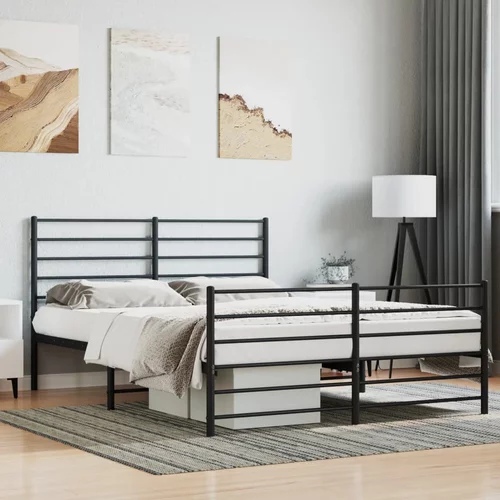 vidaXL Metalni okvir kreveta uzglavlje i podnožje crni 120x200 cm