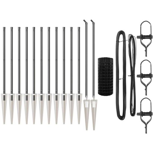 Euro Ograda s 13 klinastih stupova 0.4x25 m Cinkovani čelik Siva Slike