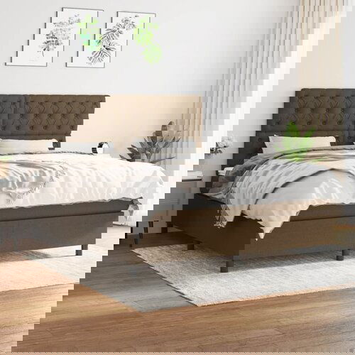 The Living Store Box spring postelja z vzmetnico temno rjava 160x200 cm blago - Box Spring Postelja, (21518922) Cene