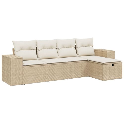  5-dijelni vrtni set sofa s jastucima bež od poliratana 83 x 62 x 69 cm Slike