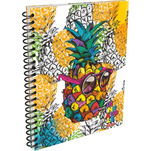Optimum Sveska sa spiralom meki povez dikto 300 g/m2 A4/50 Pineapple Trend Slike