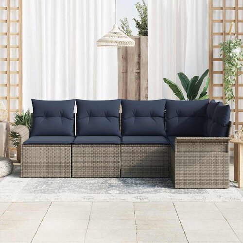  Sjedeća garnitura za vrt 5 kom. Siva poliratan 242,5 x 132,5 x 85 cm Slike