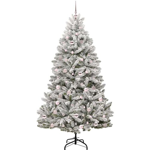 VidaXL Umjetno božićno drvce Zelena i bijela 210 cm PVC i metal Slike