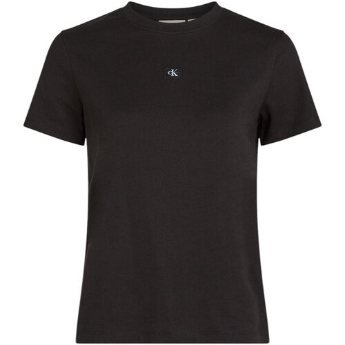Calvin Klein Jeans Majice s kratkimi rokavi WOVEN LABEL REGULAR J20J225243 Črna Cene