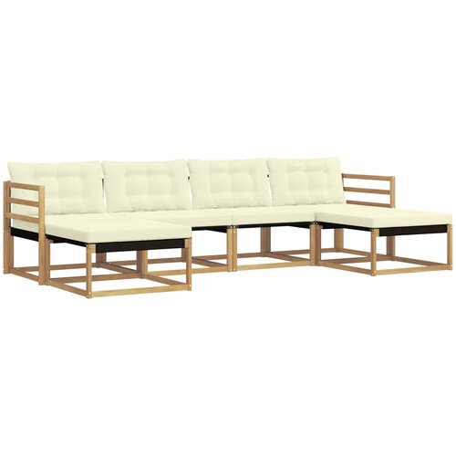  Set vanjskih sofa 6 kom. Bijela i krem Smeđa 325 x 162,5 x 73 cm Slike