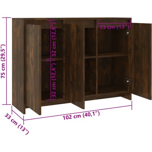  Komoda boja dimljenog hrasta 102x33x75 cm od konstruiranog drva Slike