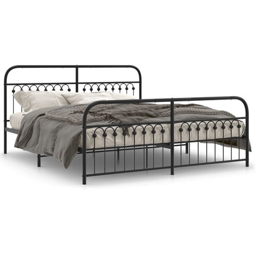 vidaXL Metalni okvir kreveta uzglavlje i podnožje crni 183x213 cm Cijene