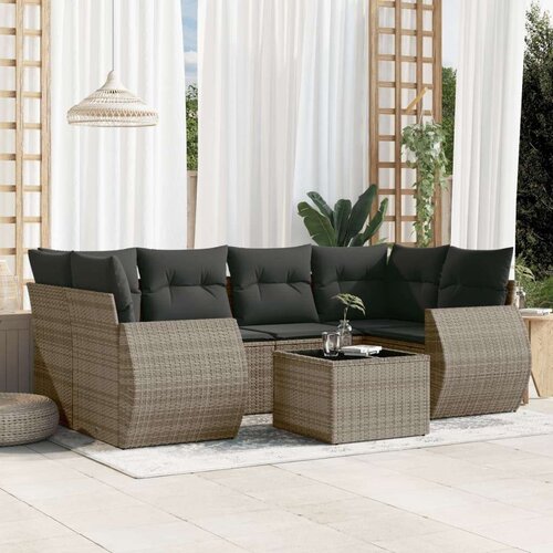 vidaXL 7-dijelni set vrtnih sofa sivi od poliratana Cijene
