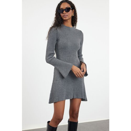 Trendyol Anthracite Mini Knitwear A-Line Form Dress Slike