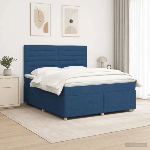  Boxspring krevet s madracem Plava 140 x 190 cm Tkanina - Plava 140 x 190 cm Dizajn linija Slike