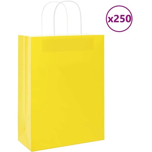  Papirnate vrećice 250 kom s ručkama žute 26x12x35 cm Cijene