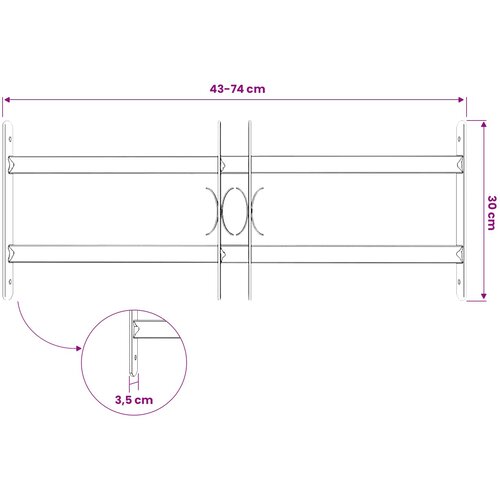  Re&amp;scaron;etka za sigurnost prozora s 2 prekrižena nosača 3 kom. Bijela 43-74 cm Slike
