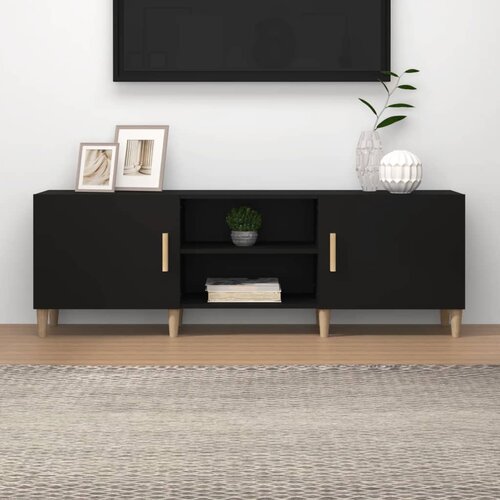 TV ormarić crni 150 x 30 x 50 cm od konstruiranog drva Cijene