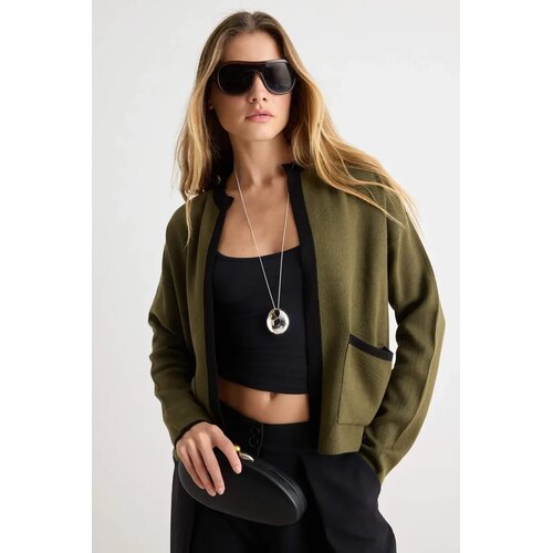 TRENDYOLMILLA ženski set bluza-cardigan Twoaw25Hi00058, maslinasta-višebojna Cene