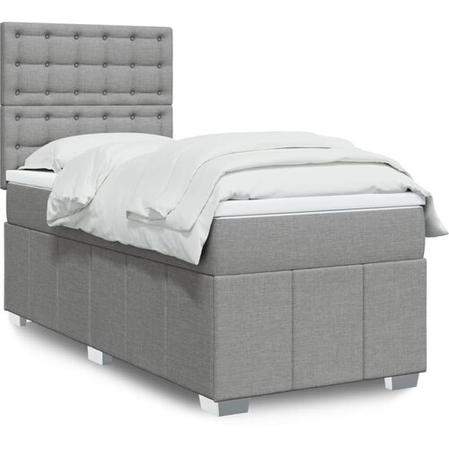 vidaXL Box spring postelja z vzmetnico svetlo siva 90x190 cm blago Cene