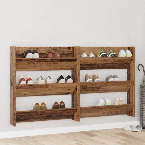 vidaXL Ormarići za cipele na zidu 2 pcs Staro drvo 60 x 18 x 60 cm Cijene