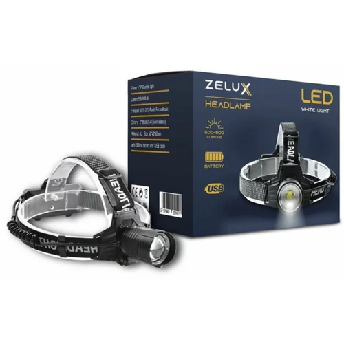 Zelux Naglavna akumulatorska LED svetilka 3W 500-800lm s fokusom