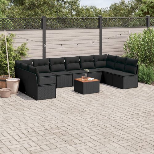  11-dijelni set vrtnih sofa od poliratana s jastucima crni Cijene