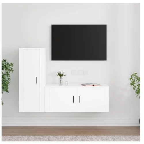  Komplet TV omaric 2-delni bel inženirski les