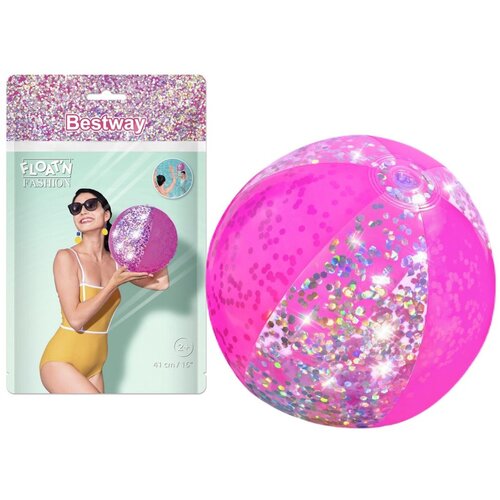 Lopta za plažu sa svjetlucavim ružičastim uzorkom 41 cm Bestway 31050 Slike