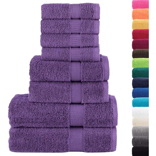 VidaXL 8-dijelni vrhunski set ručnika SOLUND ljubičasti 600 gsm Slike