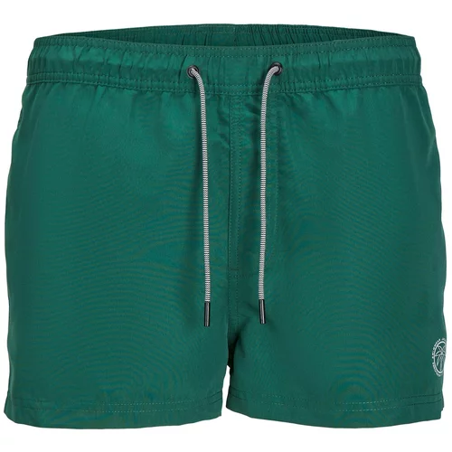 Jack & Jones Kratke kopalne hlače 'BORA BORA' temno zelena / bela