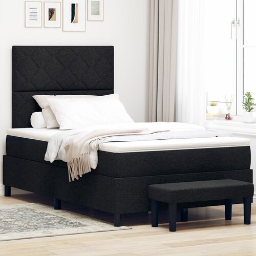 VidaXL krevet s uzglavljem i madracem crni 120x190 cm tkanina Slike