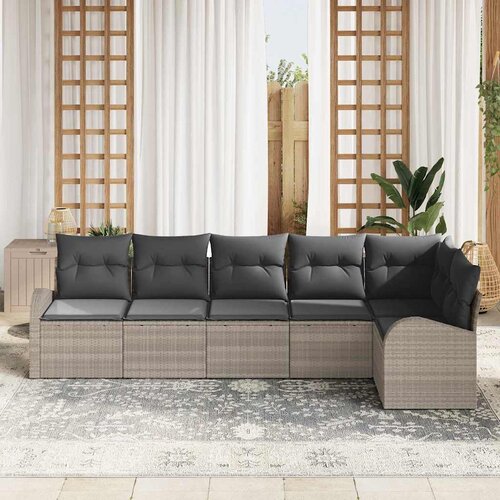  Sjedeća garnitura za vrt 6 kom. Svijetlo siva poliratan Svjetlosiva 289 x 124 x 85 cm Slike