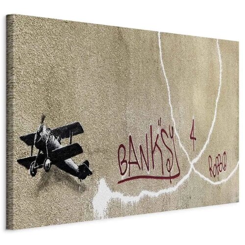  Slika - Banksy\'s Plane (1-part) - Red Graffiti Text on Mural Background 120x80 Standard Cijene