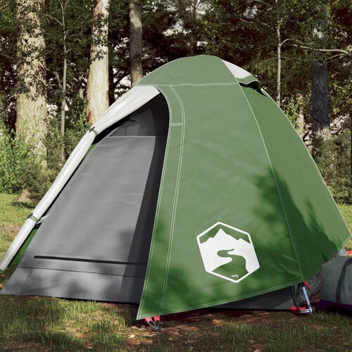 VidaXL &amp;Scaron;otor za kampiranje za 2 osebi zelen 254x135x112 cm 185T taft Slike