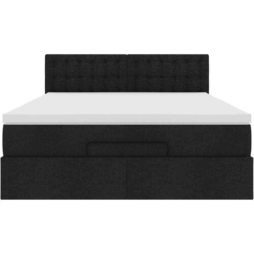 VidaXL otomanski krevet s madracem i led crni 140x190 cm tkanine Slike