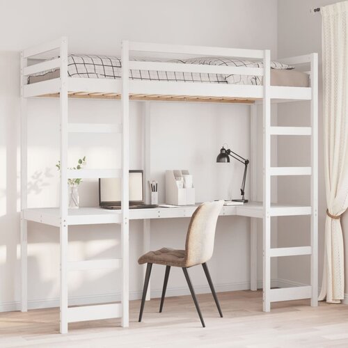 VidaXL Okvir kreveta na kat bez madraca bijeli 90x190 cm od borovine Slike