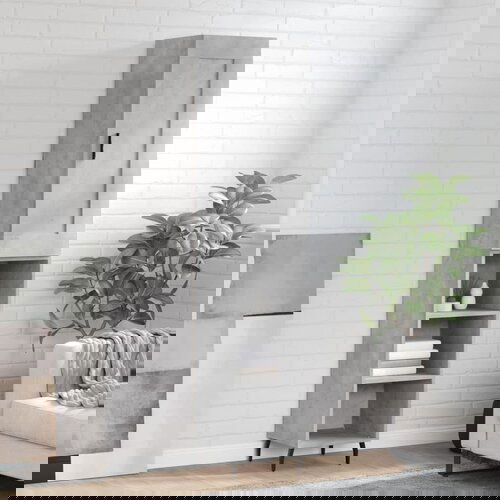 The Living Store Visoka omara betonsko siva 34,5x34x180 cm inženirski les - Visoka Omarica, (21657309) Slike