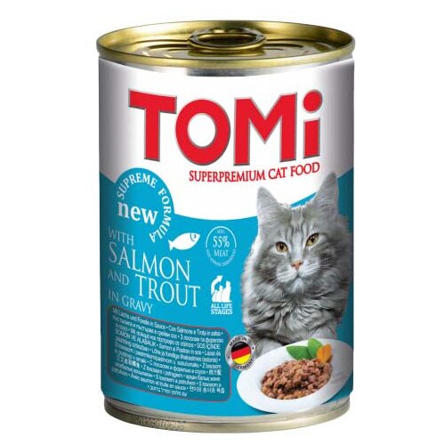 Tomi vlažna hrana za odrasle mačke, losos i pastrmka u sosu, 400g Cene