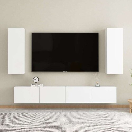  4-dijelni set TV ormarića bijeli od iverice Slike