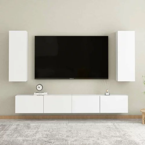  Komplet TV omaric 4-delni bela iverna plošča, (20914849)