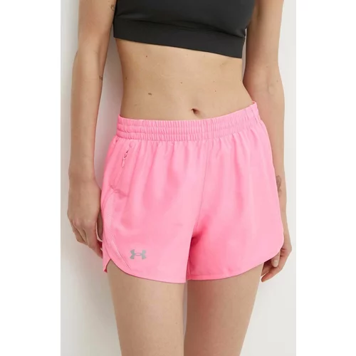 Under Armour Kratke hlače za trčanje Fly By boja: ružičasta, bez uzorka, visoki struk