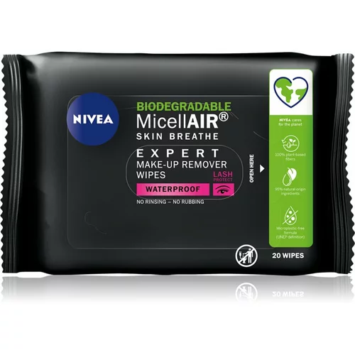 Nivea MicellAIR® Expert Waterproof micelarni robčki za odstranjevanje ličil 20 ks
