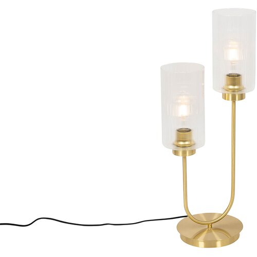 QAZQA Art Deco namizna svetilka zlata s steklom 2-light - Laura Slike