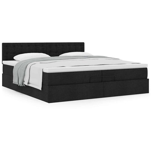VidaXL Otomanski krevet s madracem crni 200x200 cm tkanine Slike