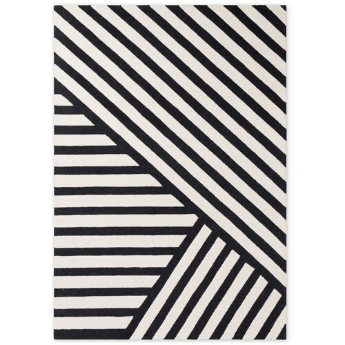 Elle Decoration Črno-bela ročno tkana volnena preproga 200x290 cm Stryve Noir &ndash; Cene