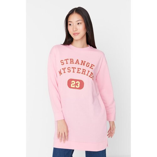 Trendyol Light Pink Printed Knitted Sweatshirt Slike