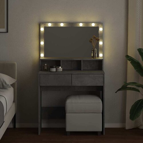  Toaletni stolić s LED svjetlima siva boja betona 80x41x134,5 cm Slike