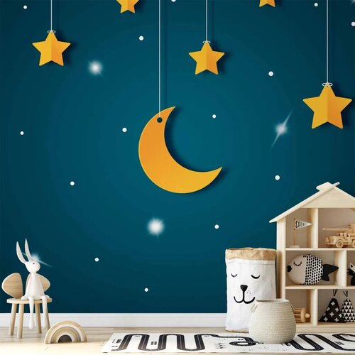  Foto tapeta - Skyline - turquoise night sky landscape with stars for children 350x256 Vodootporna Cene