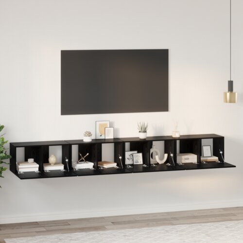 VidaXL Set TV komoda 4 pcs Crni hrast Srednja 30 x 60 x 30.5 cm Slike