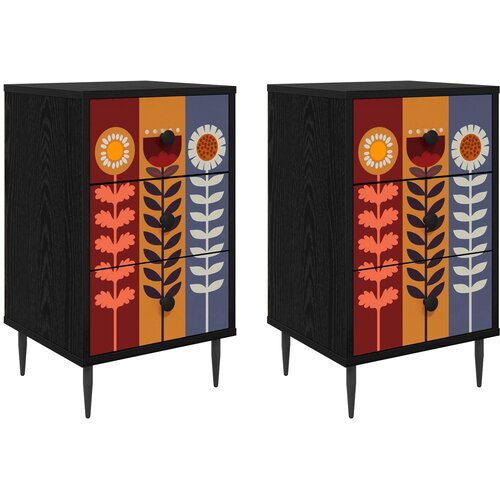  Noćni ormar ESSEN 2 kom. Crni hrast 36 x 33 x 61 cm Slike