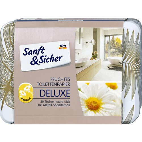 Sanft&Sicher vlažni toaletni papir u metalnoj kutiji, više vrsta 50 kom Slike