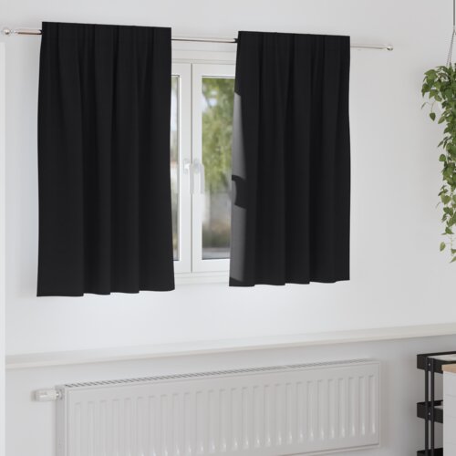 vidaXL Zavjese sa zavjesama 2 pcs Crna Poliester Cene