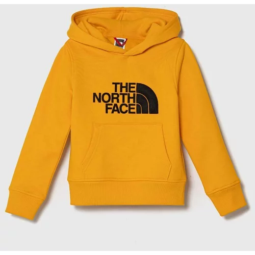 The North Face Otroški pulover rumena barva, s kapuco