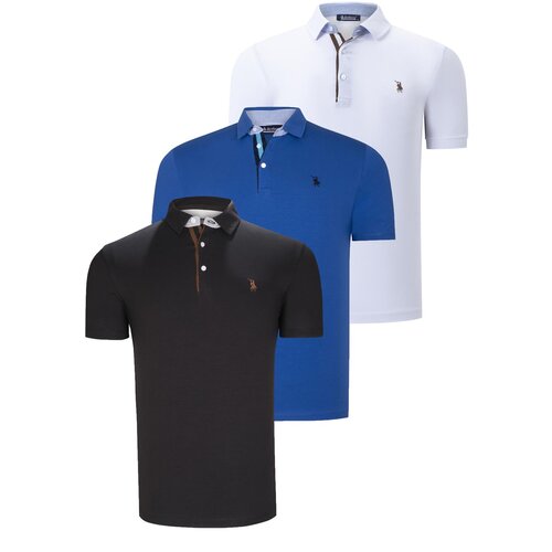 Dewberry TRIPLE SET T8582 MENS T-SHIRT-BLACK-WHITE-SAKS Cijene
